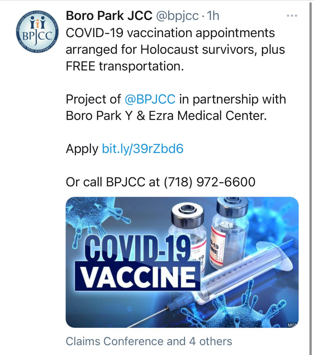 Boro Park Jcc Streamlines Vaccine Process For Holocaust Survivors Boro Park 24